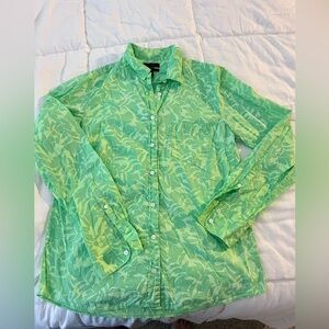 J Crew Green Tropical Floral Boy Shirt Top Size 8
